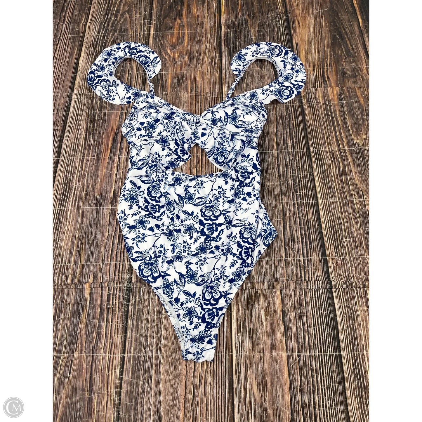Swimsuit By Clothes Mentor In Blue & White, Size: M