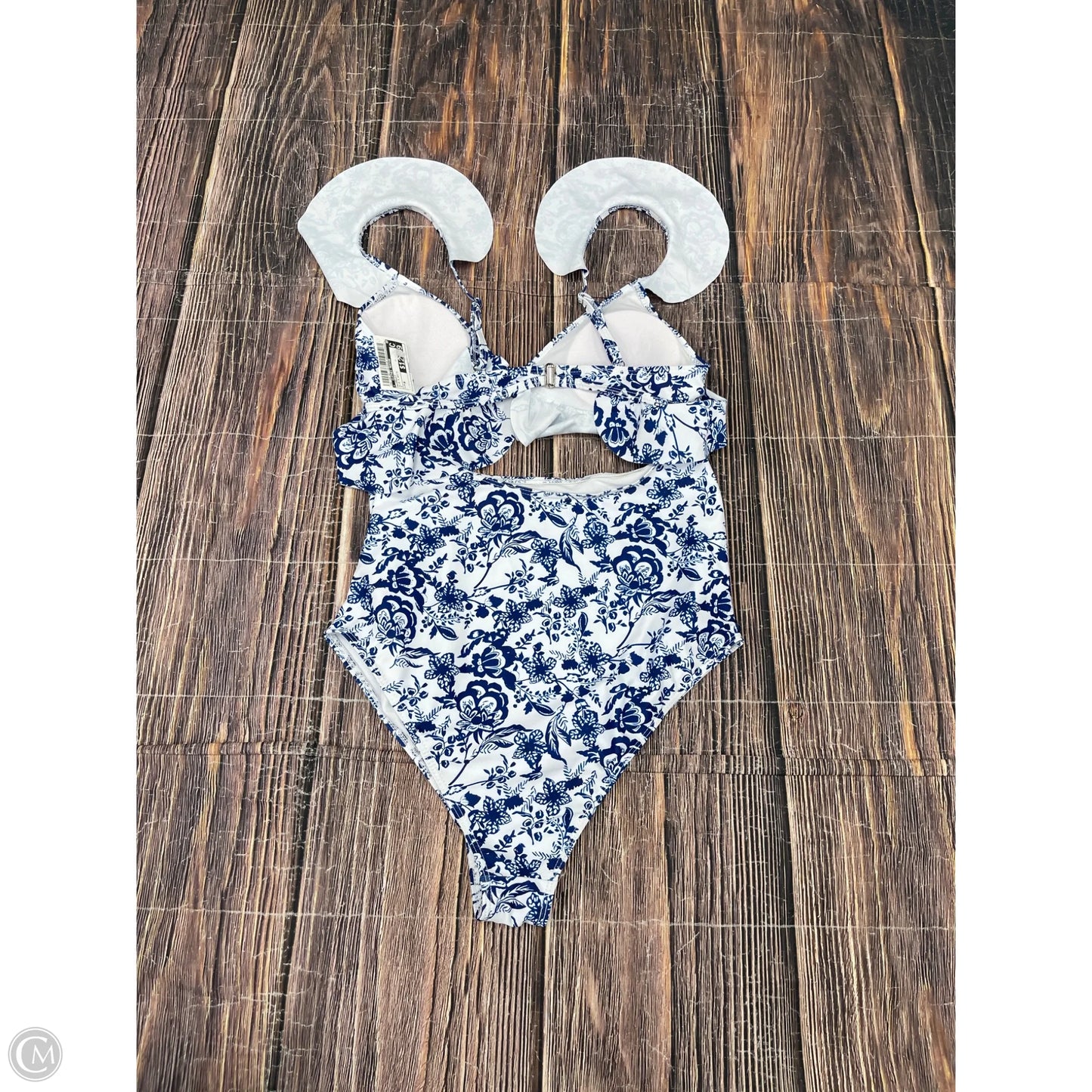 Swimsuit By Clothes Mentor In Blue & White, Size: M