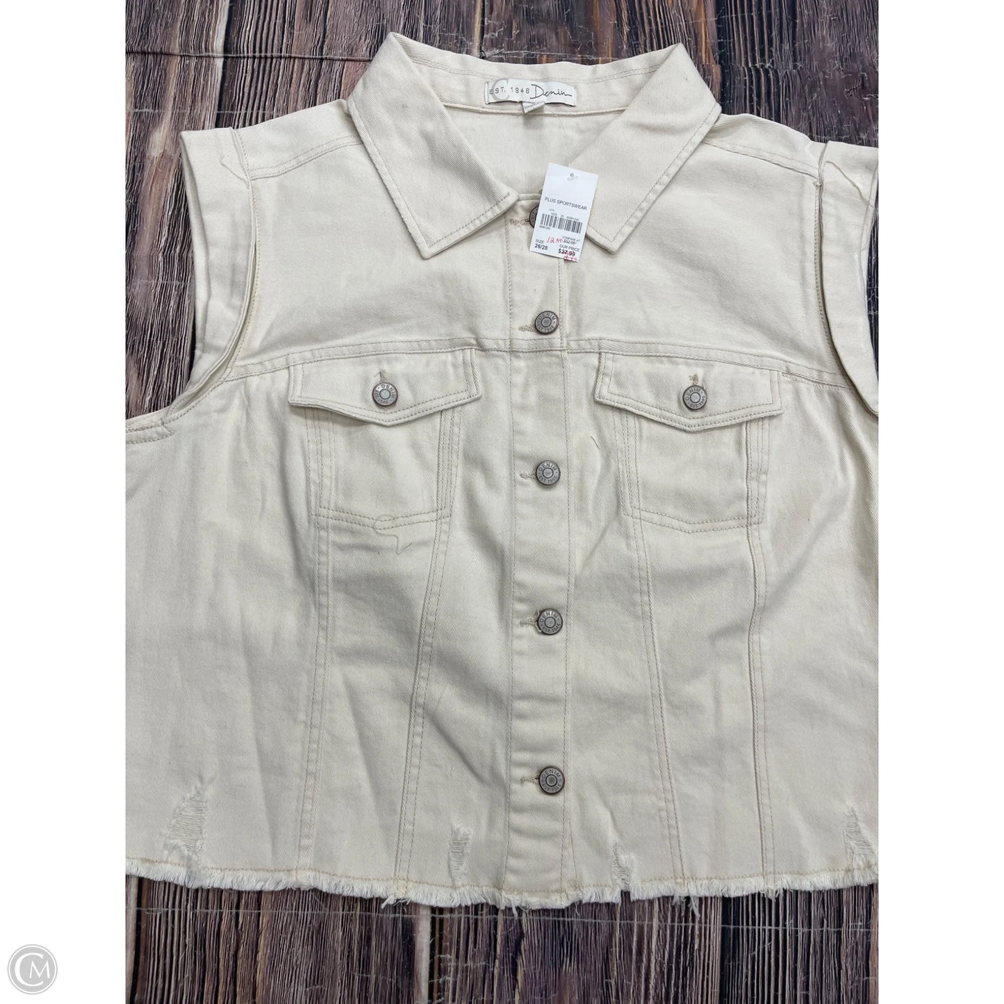 Vest Other By Cubism In White Denim, Size: 3x