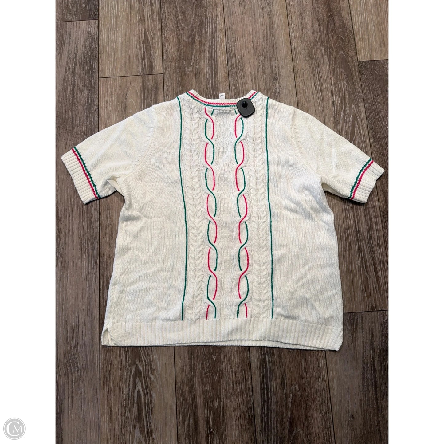 Sweater Short Sleeve By Isaac Mizrahi Live Qvc In White, Size: L