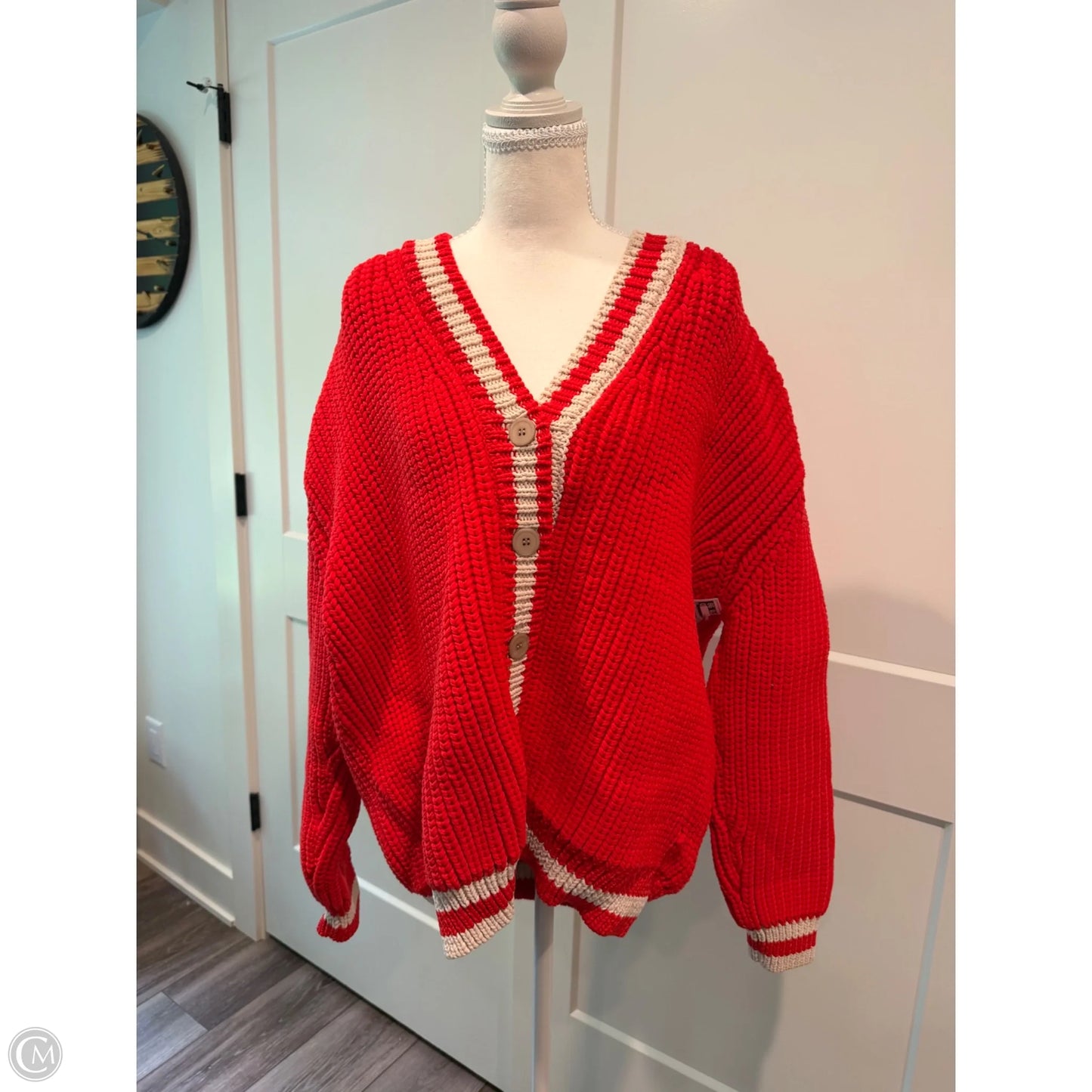 Sweater Cardigan By Cmb In Red, Size: M