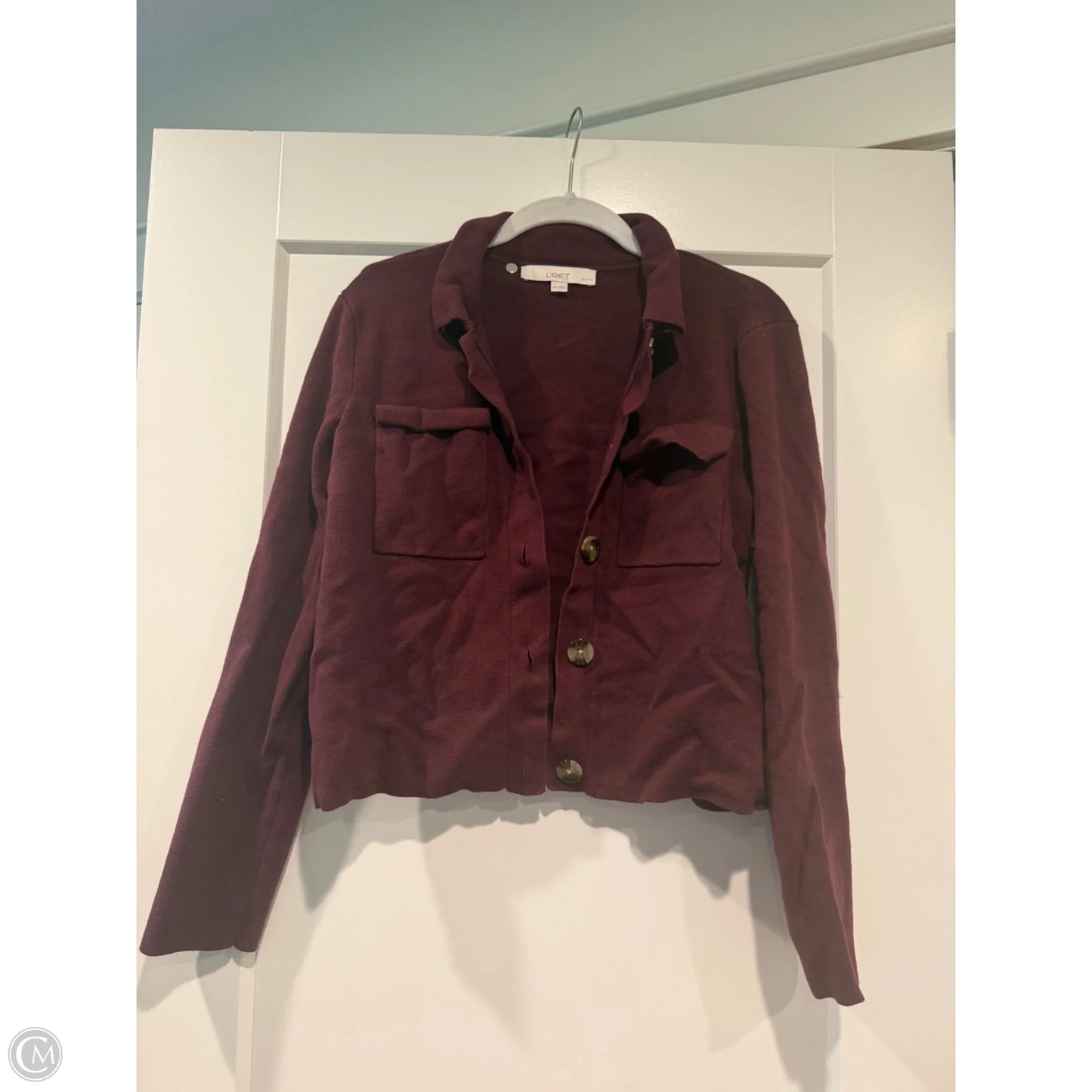 Sweater Cardigan By Loft In Maroon, Size: Sp