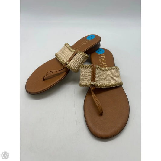 Sandals Flats By Italian Shoemakers In Tan, Size: 7.5
