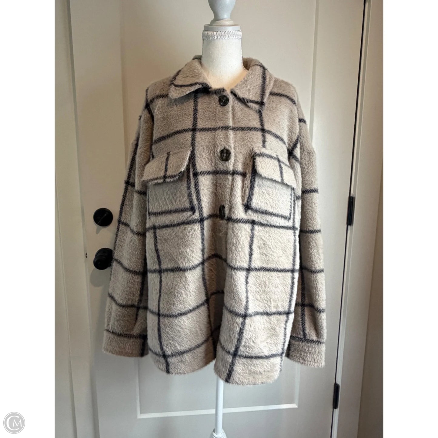 Jacket Shirt By Tribal In Grey, Size: L