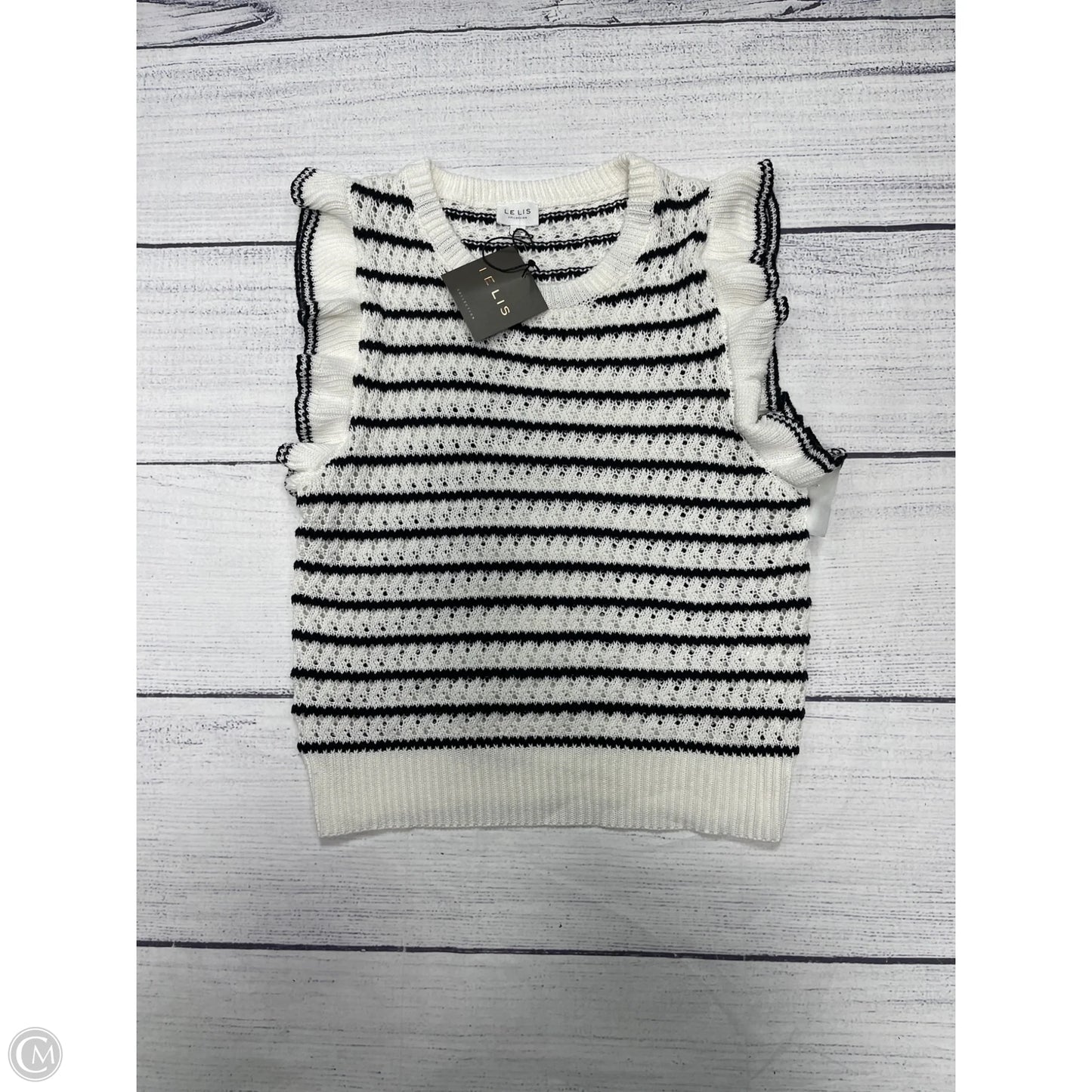 Sweater Short Sleeve By Le Lis In White, Size: M