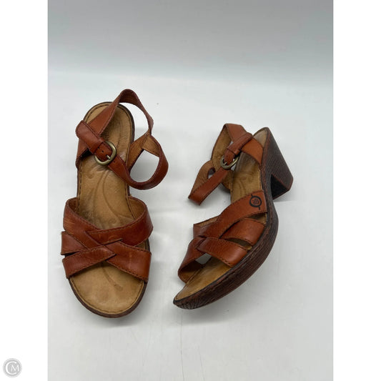 Sandals Heels Block By Born In Brown, Size: 7