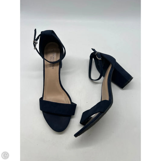 Sandals Heels Block By Clothes Mentor In Navy, Size: 10