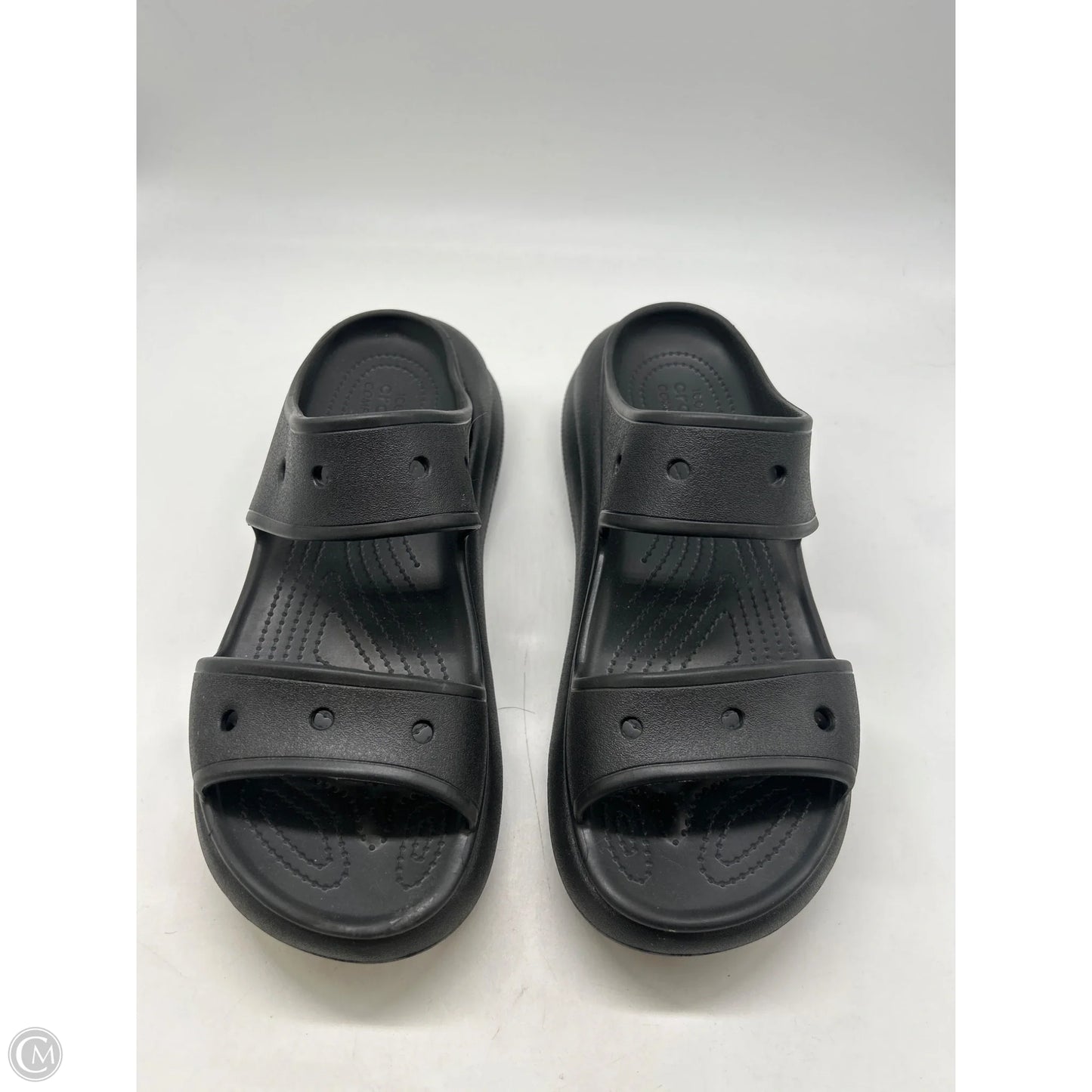Sandals Flats By Crocs In Black, Size: 13