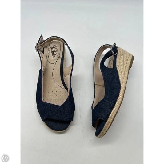 Sandals Heels Wedge By Life Stride In Blue Denim, Size: 6