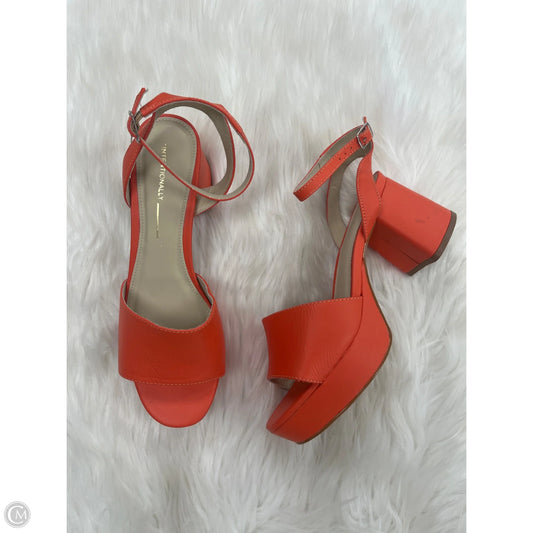 Sandals Heels Block By Clothes Mentor In Orange, Size: 8