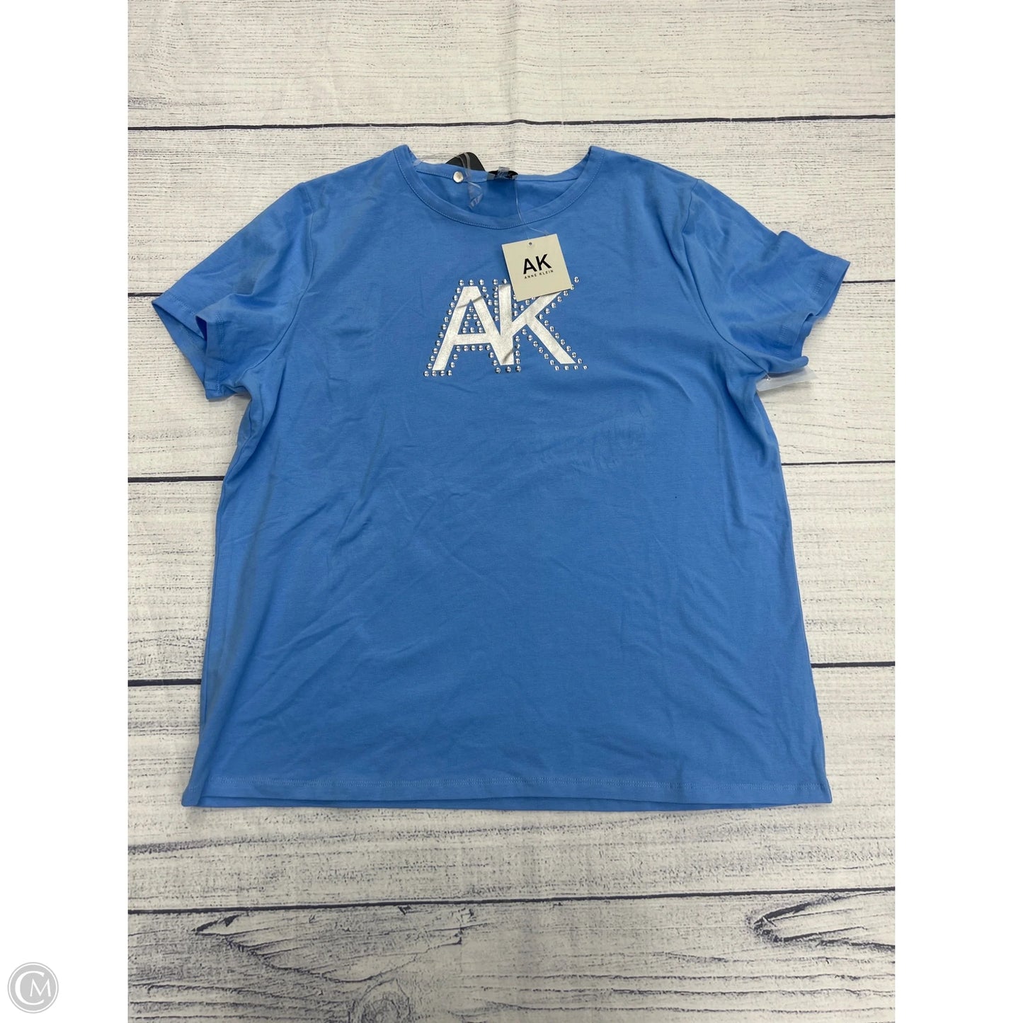 Top Short Sleeve Basic By Anne Klein In Blue, Size: Xl