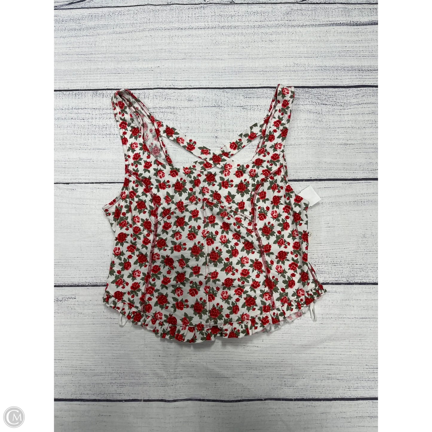 Tank Top By Free People In Red & White, Size: L