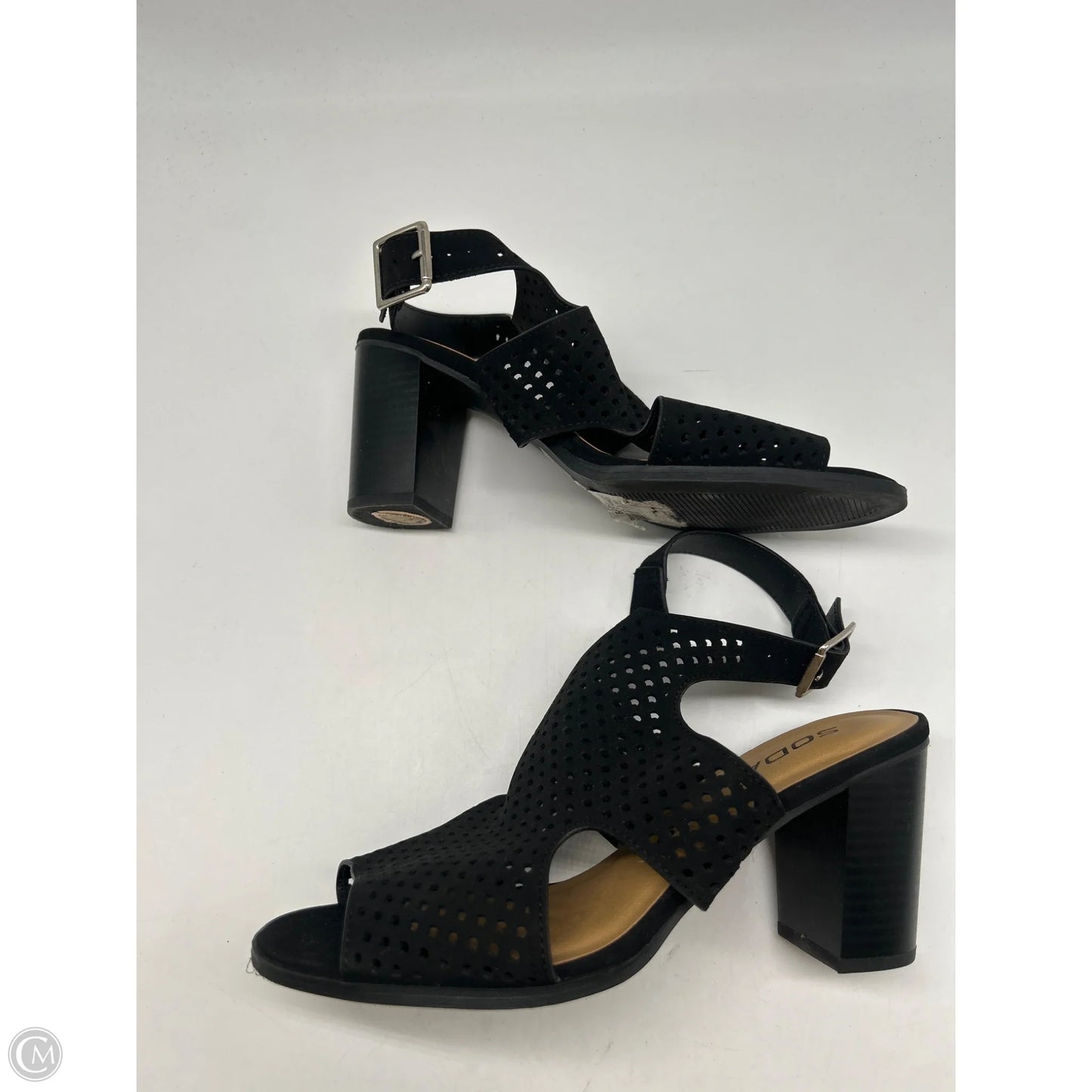 Sandals Heels Block By Soda In Black, Size: 8