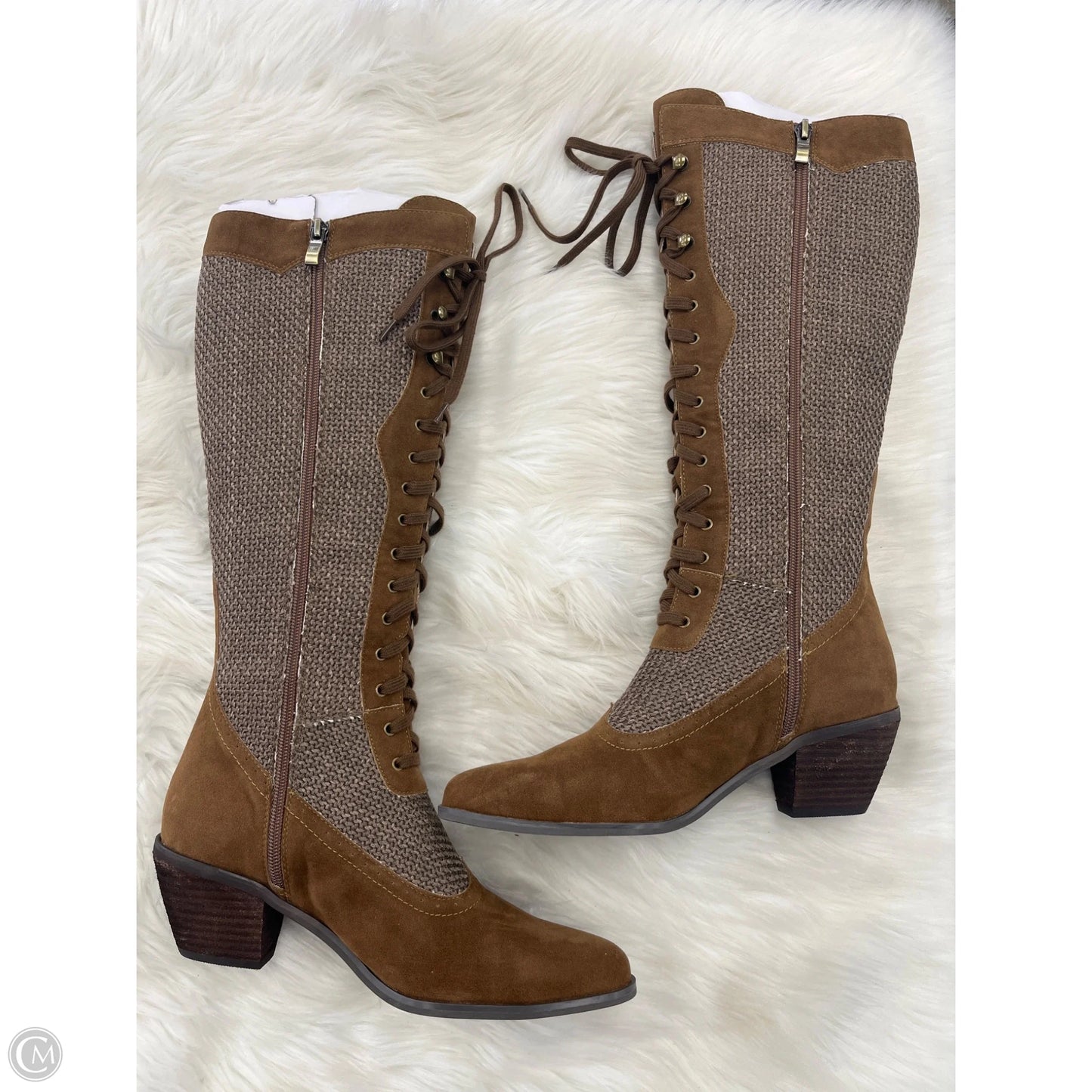 Boots Knee Flats By Clothes Mentor In Brown, Size: 8.5