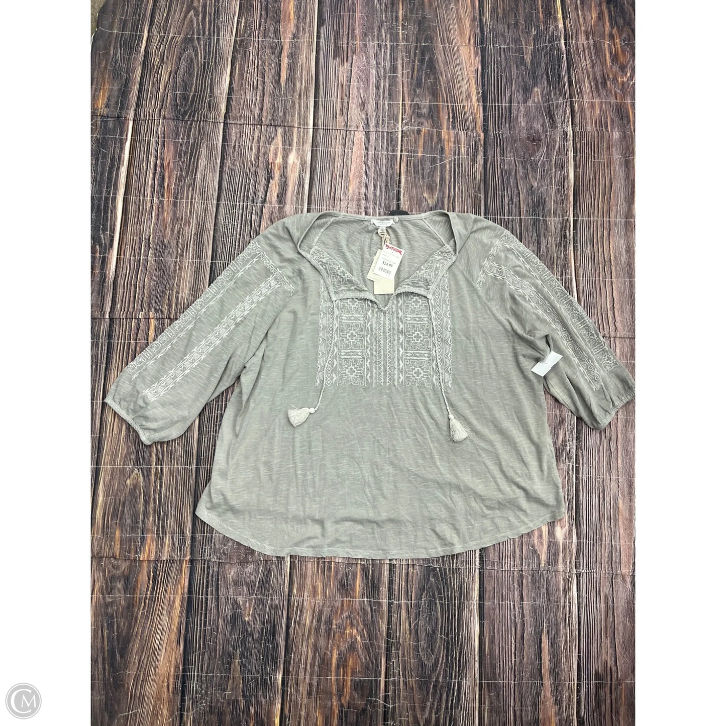 Top 3/4 Sleeve By Lucky Brand In Grey, Size: 3x