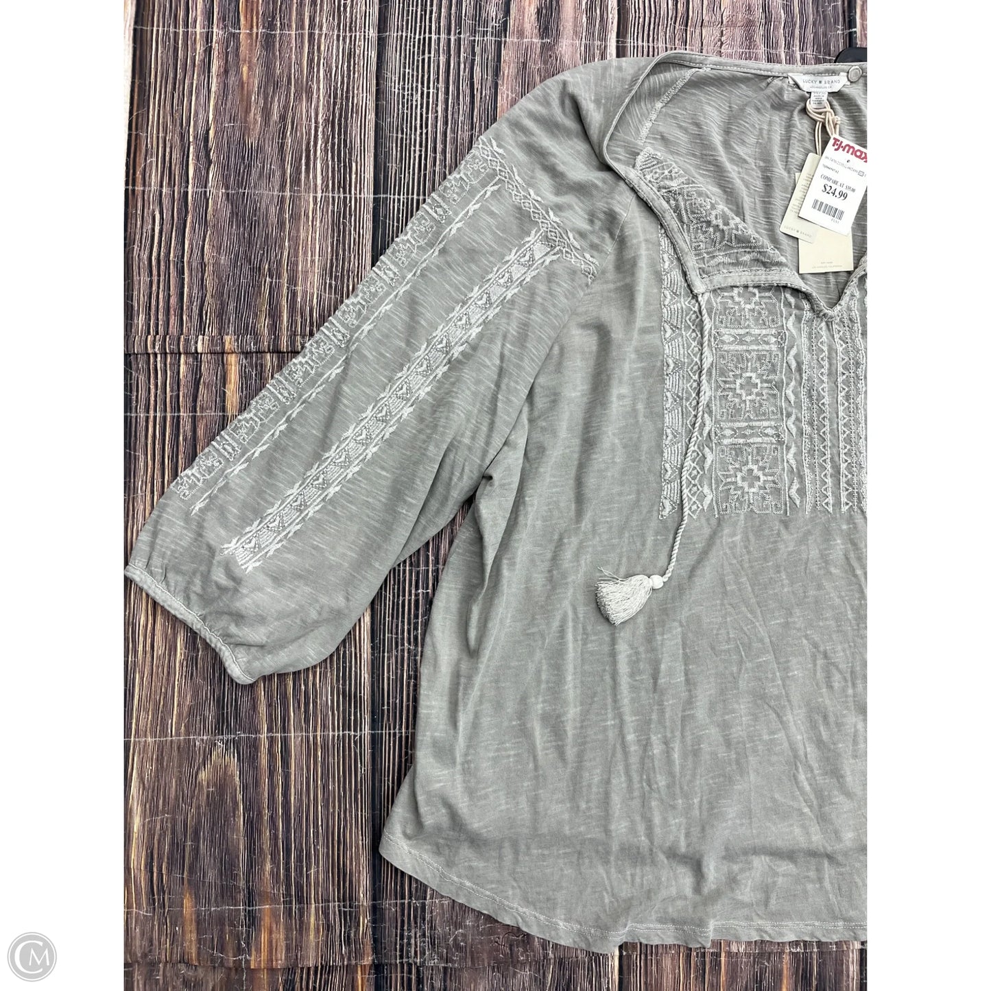 Top 3/4 Sleeve By Lucky Brand In Grey, Size: 3x