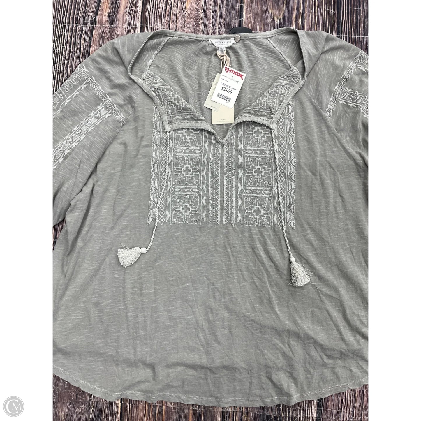 Top 3/4 Sleeve By Lucky Brand In Grey, Size: 3x