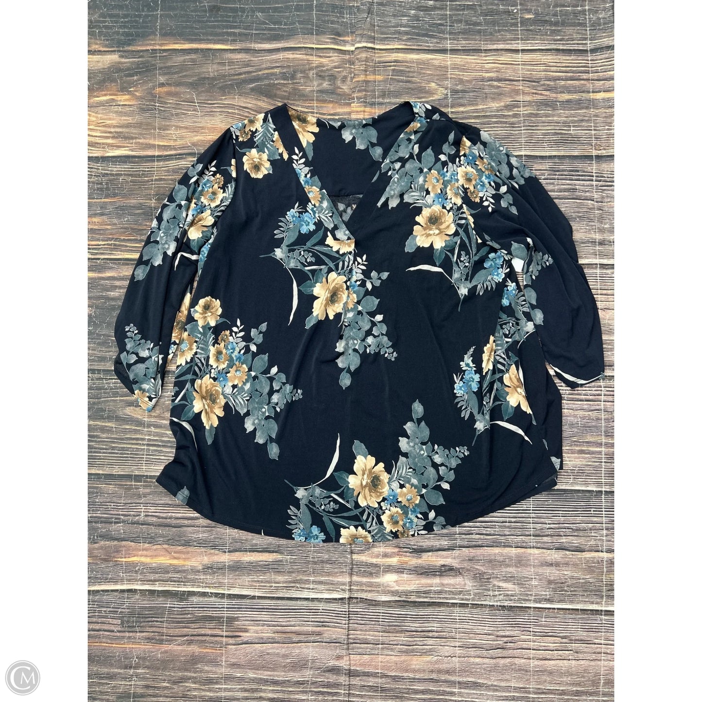 Top 3/4 Sleeve By Clothes Mentor In Blue, Size: 3x