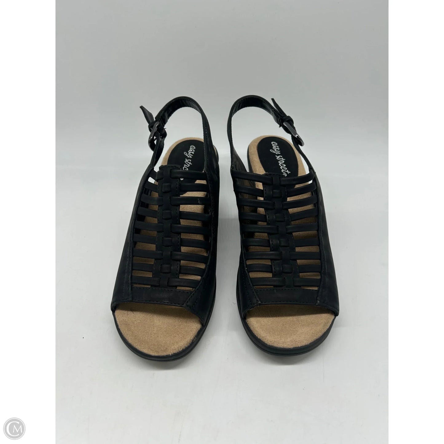 Sandals Heels Block By Easy Street In Black, Size: 9