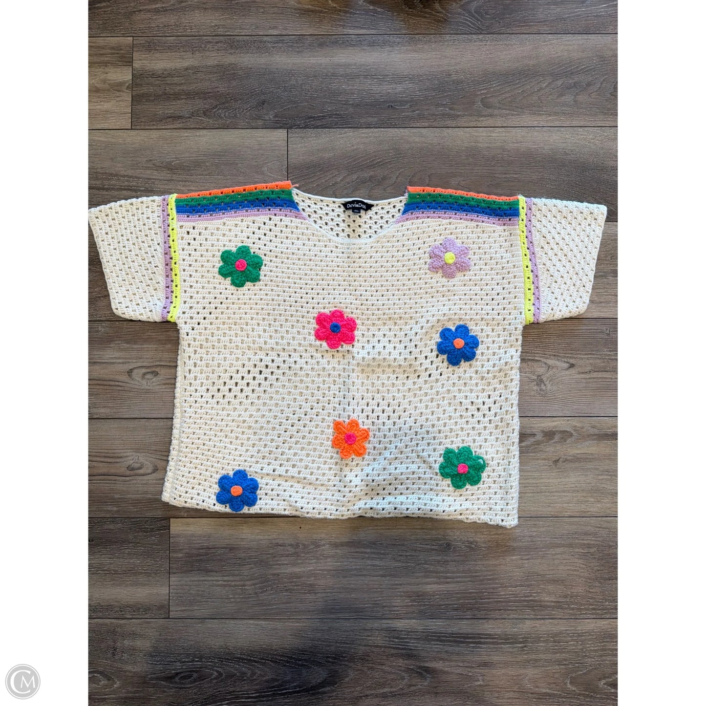 Sweater Short Sleeve By Davi & Dani In White, Size: 1x