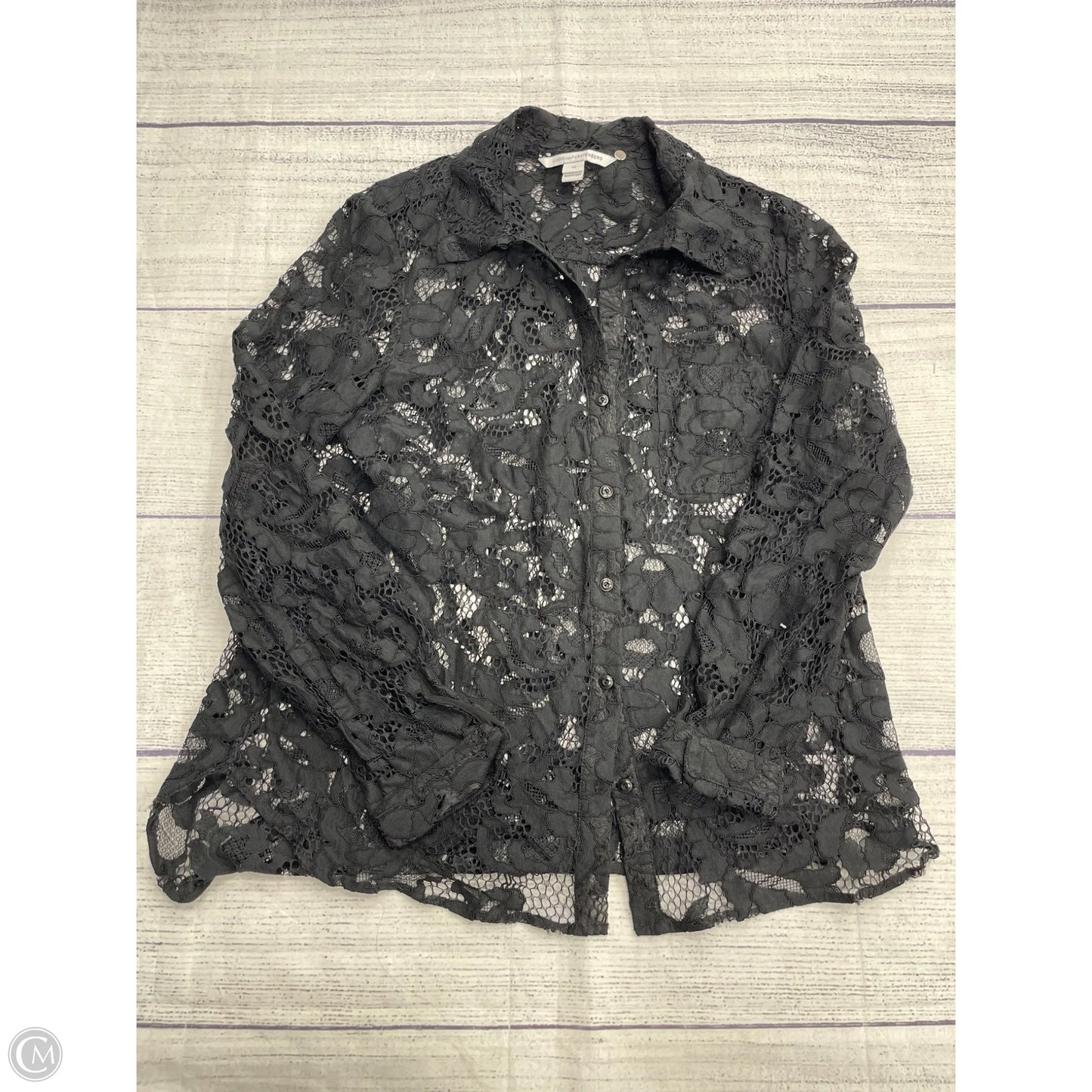 Top Long Sleeve Designer By Diane Von Furstenberg In Black, Size: 14