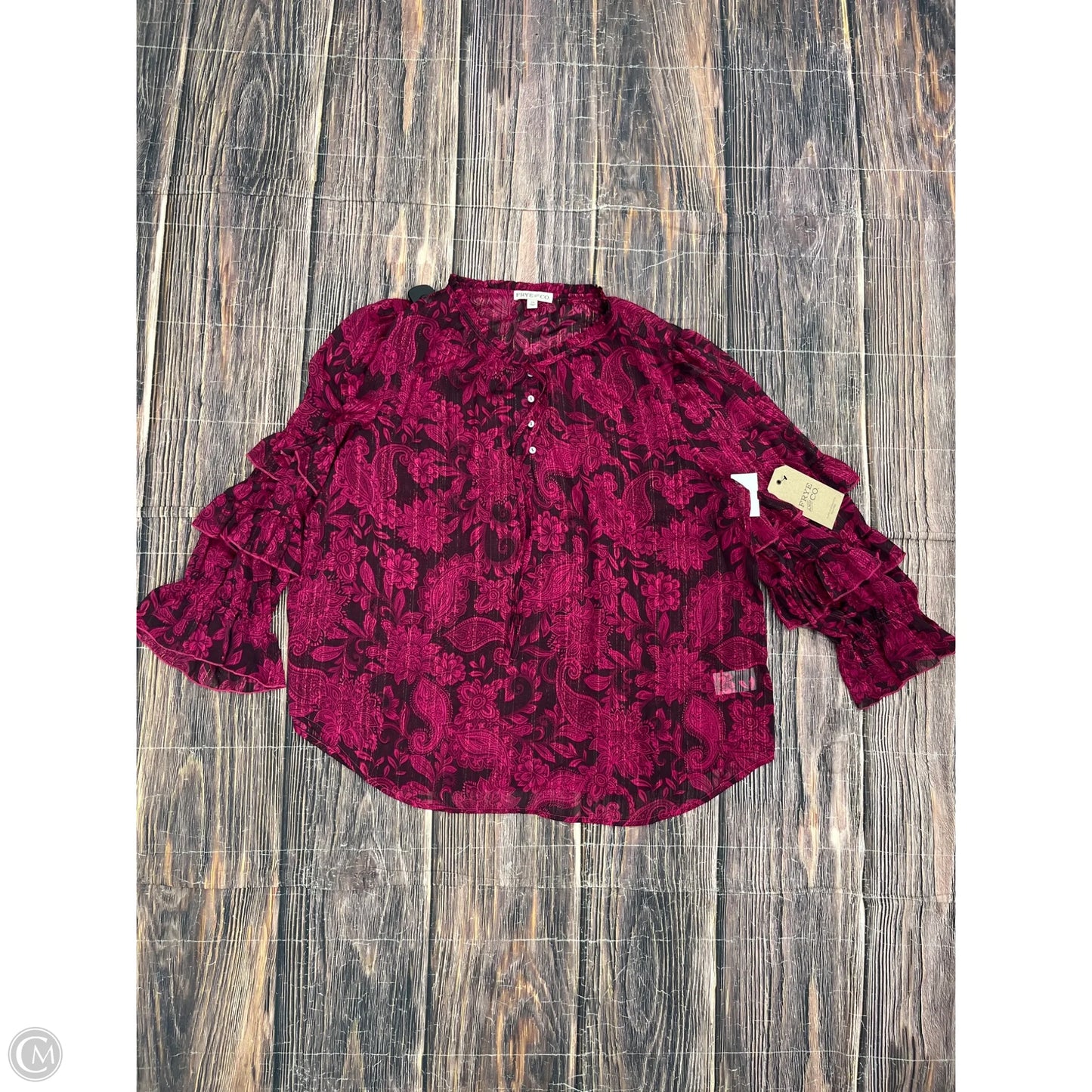 Top Long Sleeve By Frye And Co In Pink, Size: 2x