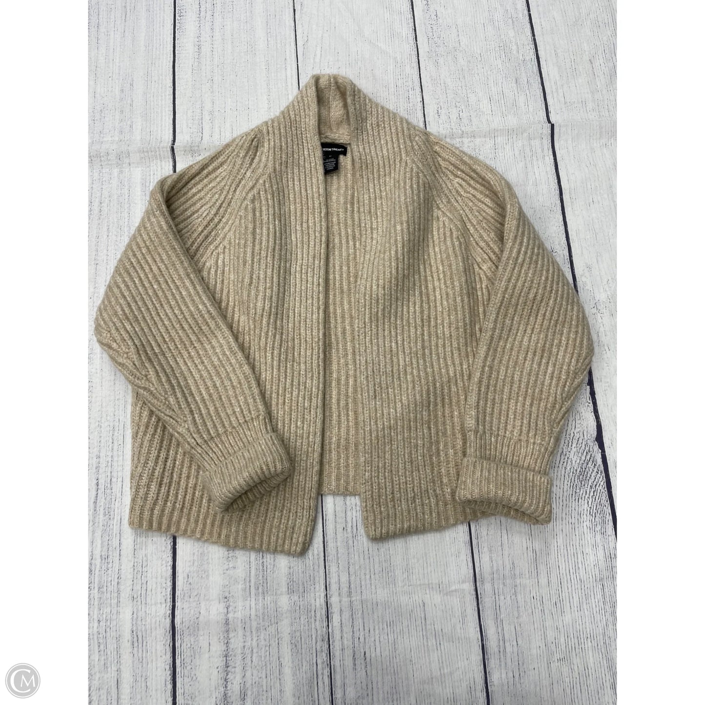 Sweater Cardigan By Fifteen Twenty In Tan, Size: M