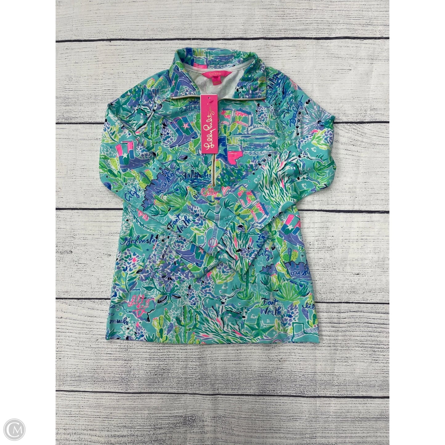 Top Long Sleeve Designer By Lilly Pulitzer In Blue & Green, Size: Xxs