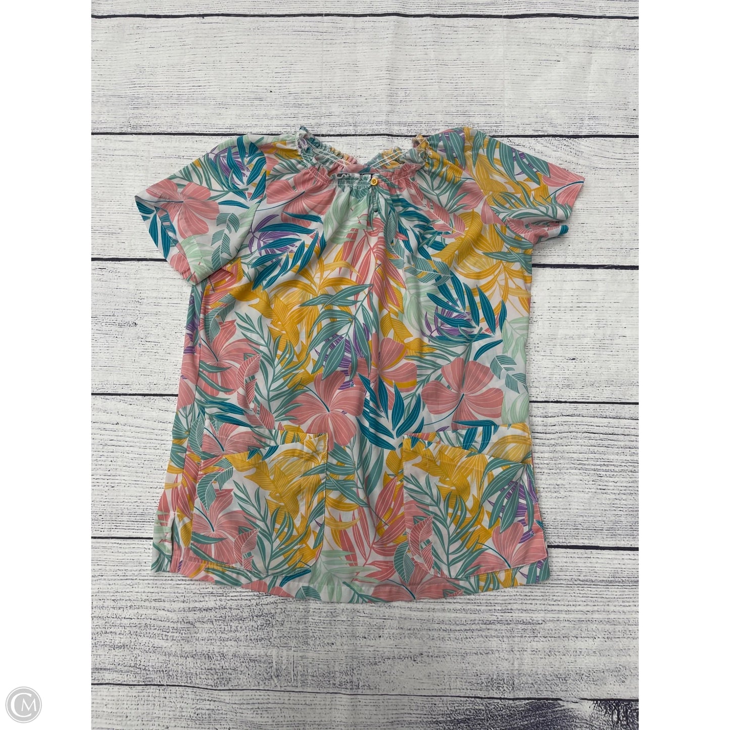 Top Short Sleeve By Clothes Mentor In Tropical Print, Size: M