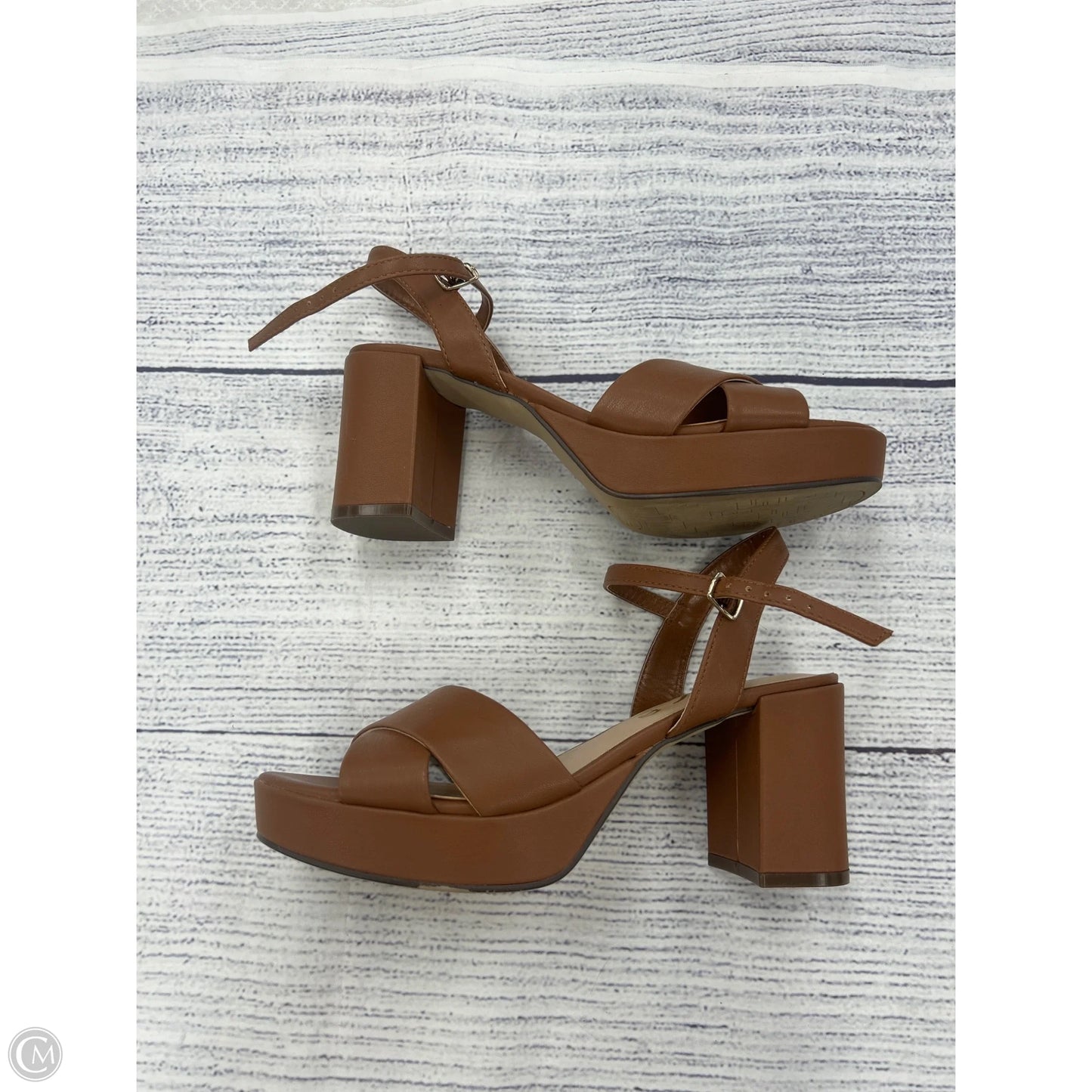 Sandals Heels Block By Unisa In Brown, Size: 8.5