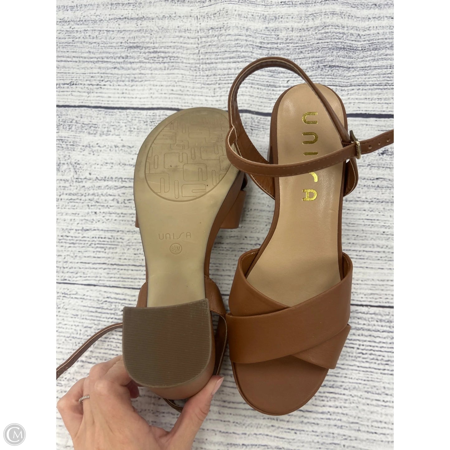 Sandals Heels Block By Unisa In Brown, Size: 8.5
