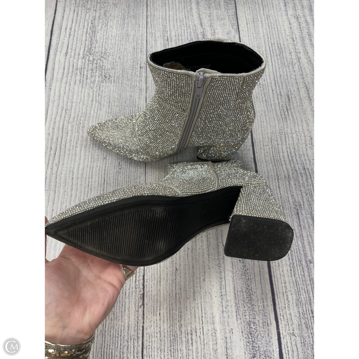 Boots Ankle Heels By A New Day In Silver, Size: 8