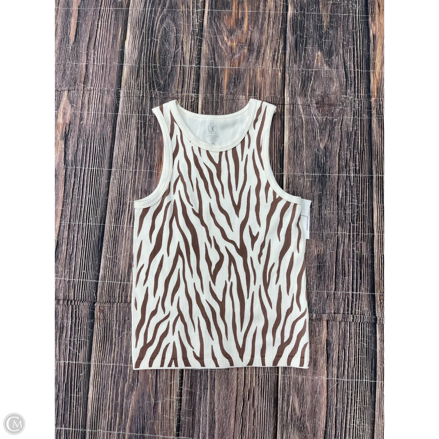 Tank Top By Clothes Mentor In Brown & White, Size: L