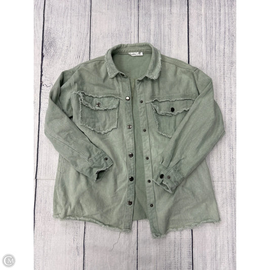 Jacket Shirt By Clothes Mentor In Green Denim, Size: L