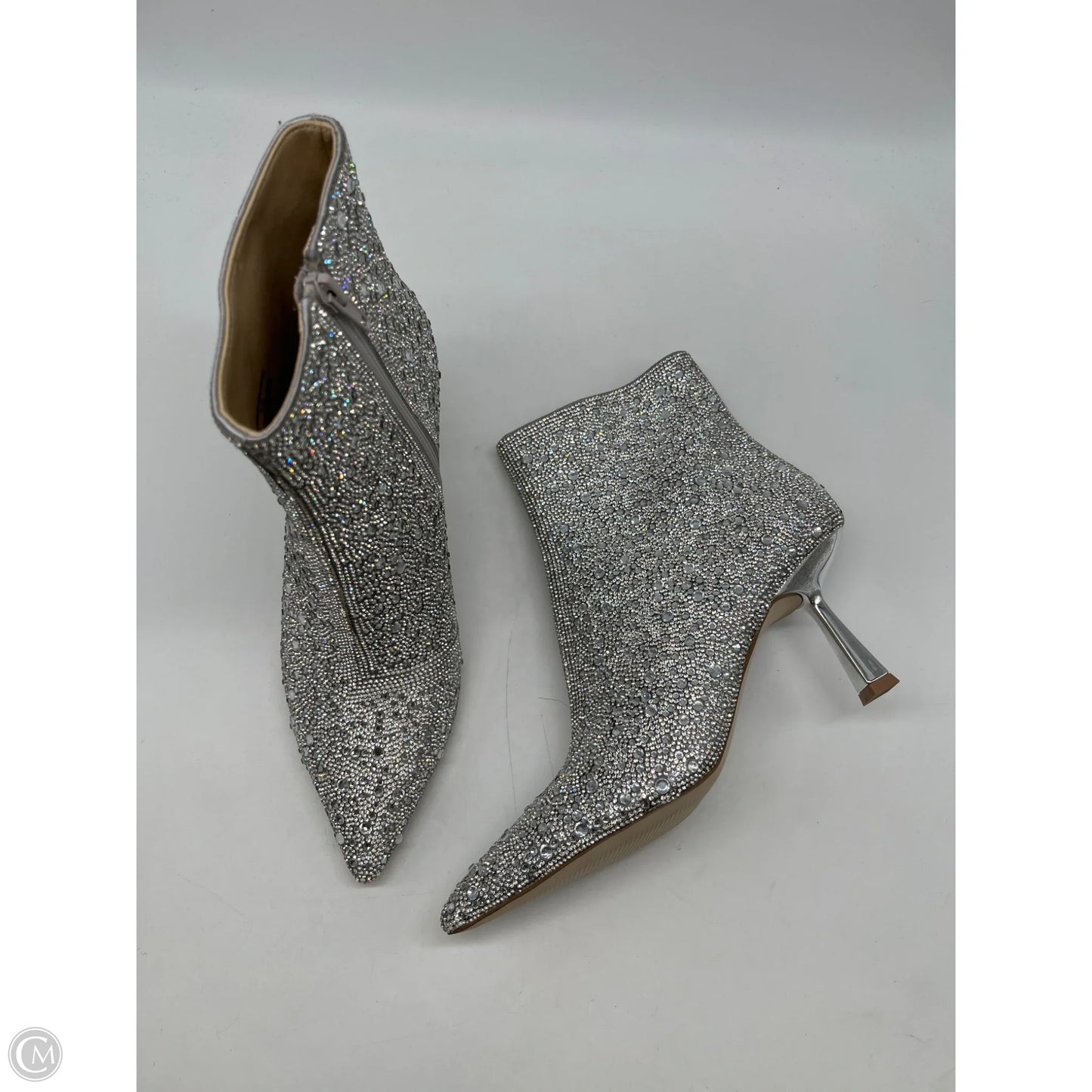 Boots Ankle Heels By Steve Madden In Silver, Size: 8.5
