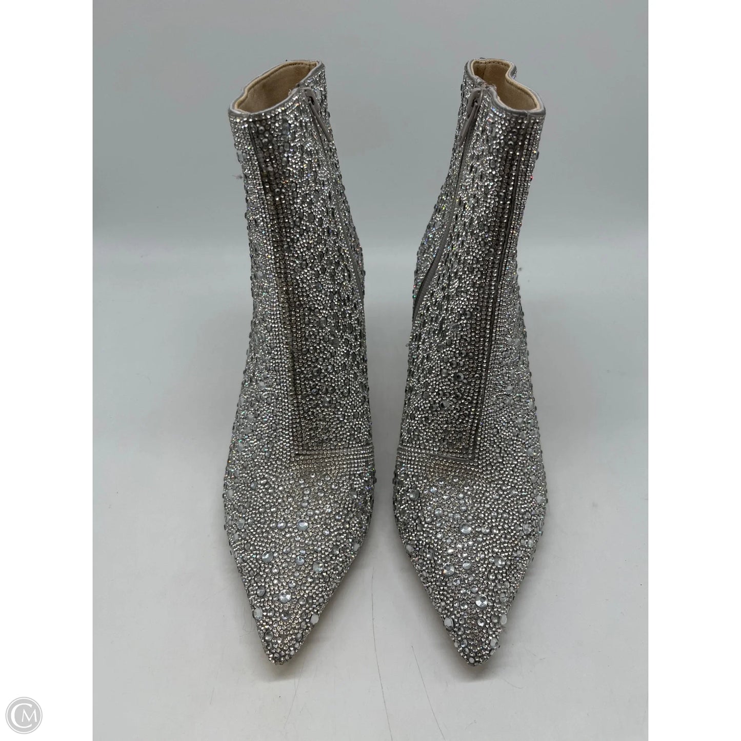 Boots Ankle Heels By Steve Madden In Silver, Size: 8.5