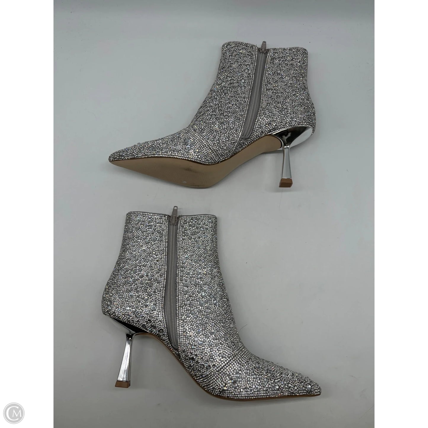 Boots Ankle Heels By Steve Madden In Silver, Size: 8.5