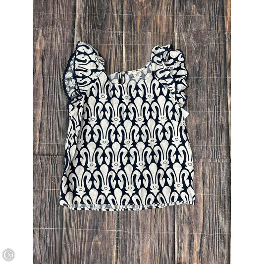 Top Short Sleeve By Christian Siriano In Blue & White, Size: S