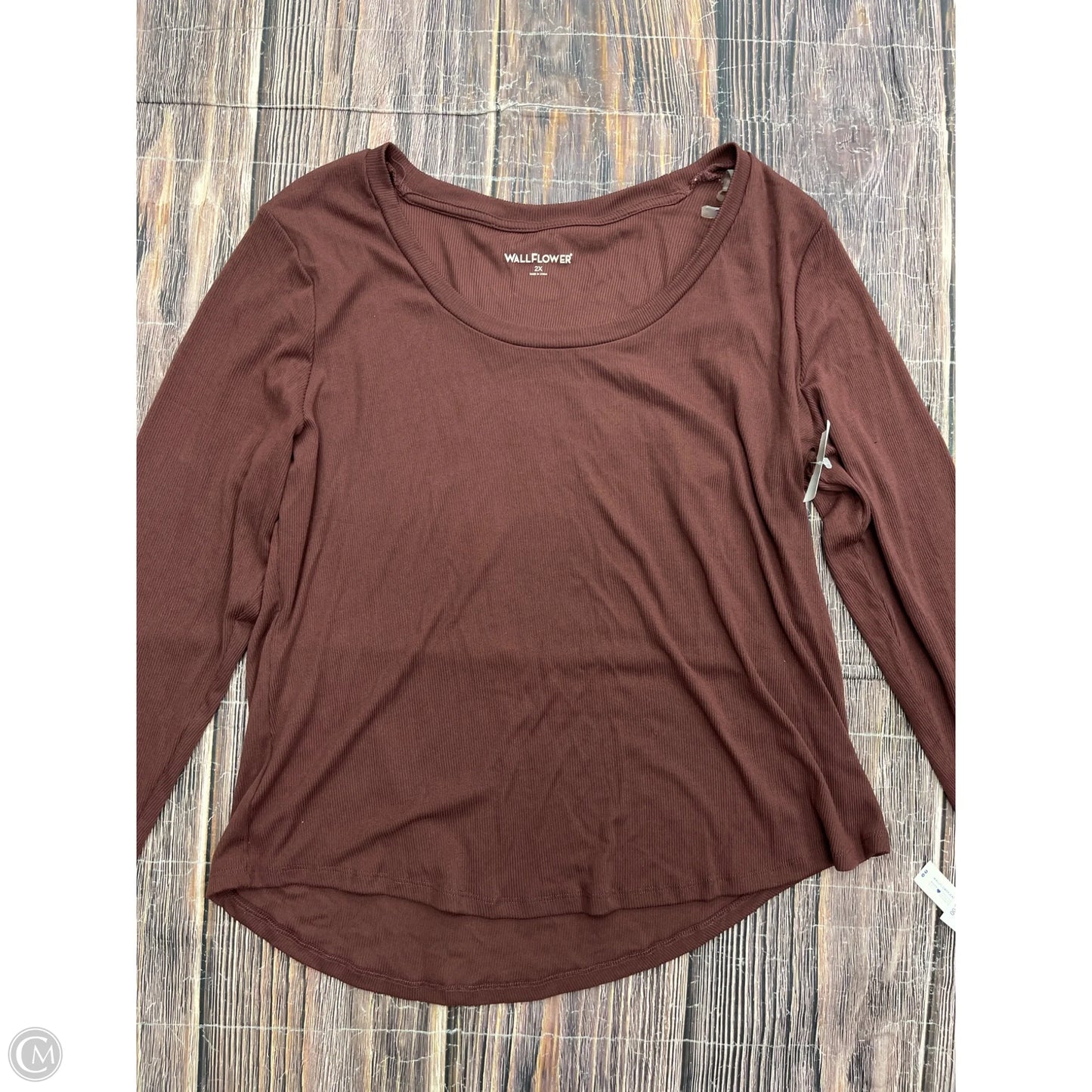 Top Long Sleeve Basic By Wallflower In Brown, Size: 2x