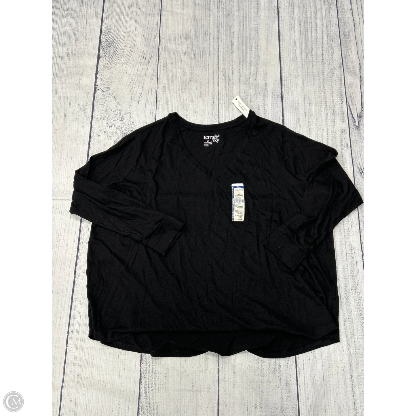 Top Long Sleeve Basic By Terra & Sky In Black, Size: 3x