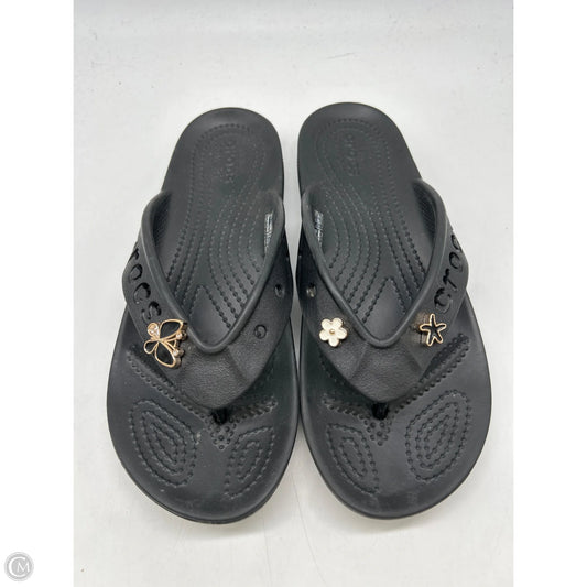Sandals Flip Flops By Crocs In Black, Size: 7