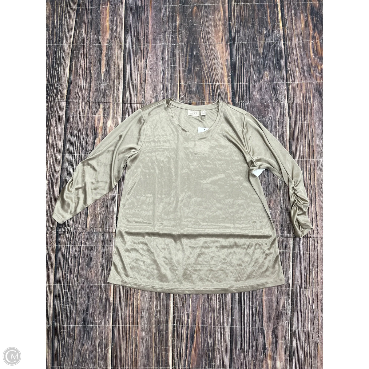 Top Long Sleeve By Logo In Grey, Size: S