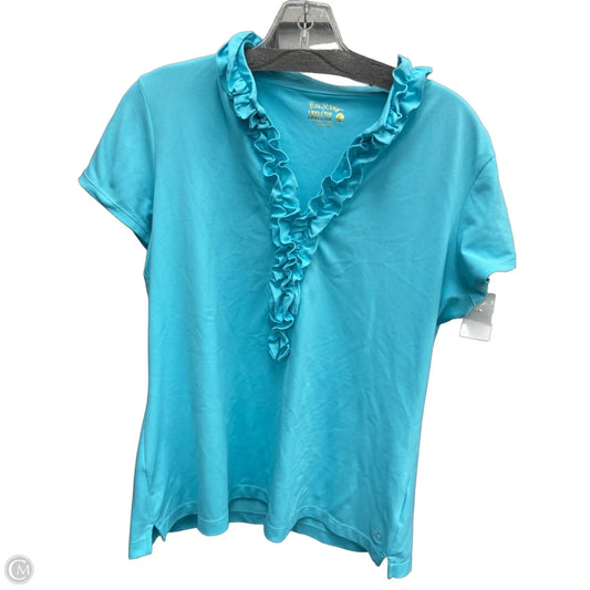 Top Short Sleeve Designer By Lilly Pulitzer In Blue, Size: L