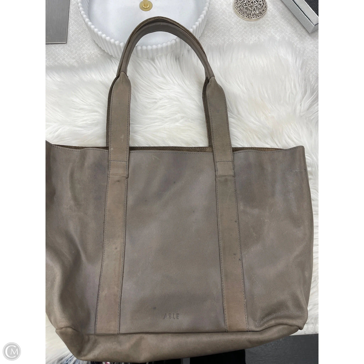 Tote Leather By Able, Size: Medium