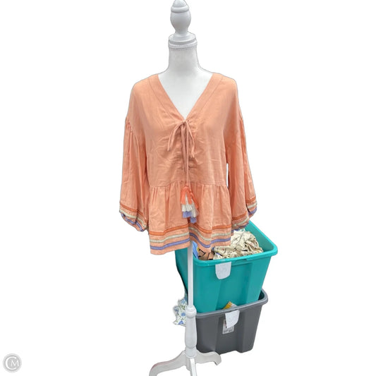 Top Long Sleeve By Easel In Orange, Size: M
