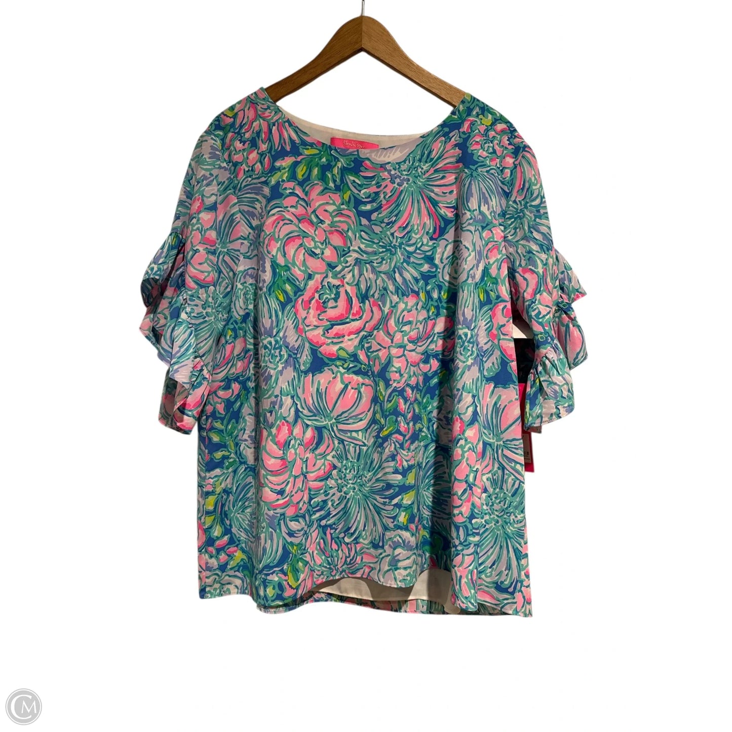 Top 3/4 Sleeve Designer By Lilly Pulitzer In Blue, Size: Xl