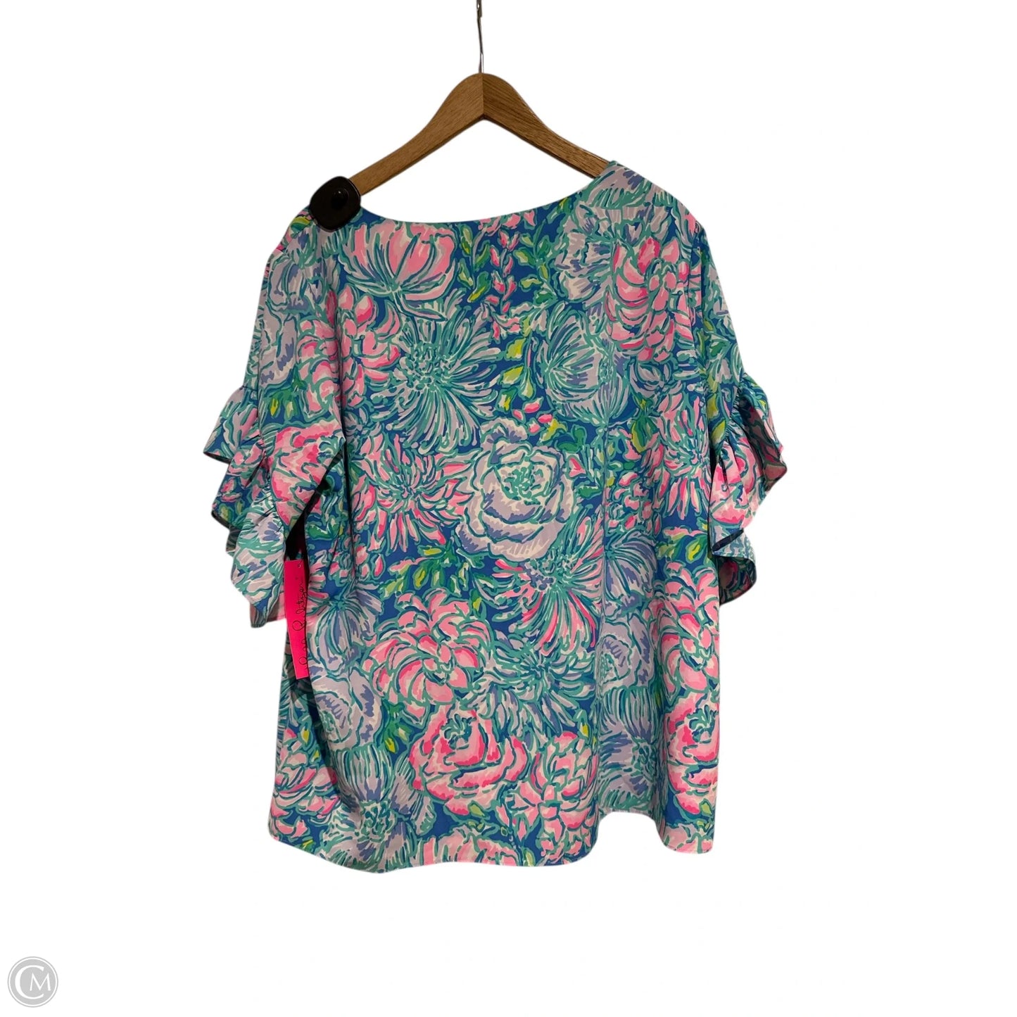 Top 3/4 Sleeve Designer By Lilly Pulitzer In Blue, Size: Xl
