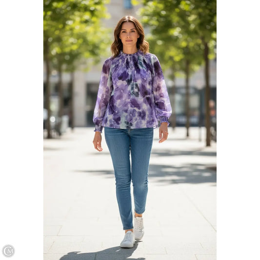 Top Long Sleeve By White House Black Market In Purple, Size: M