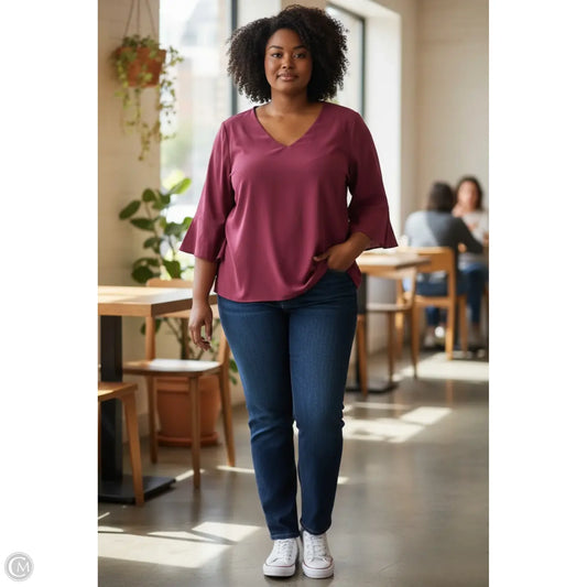 Top Long Sleeve By Hawthorn In Pink, Size: 2x