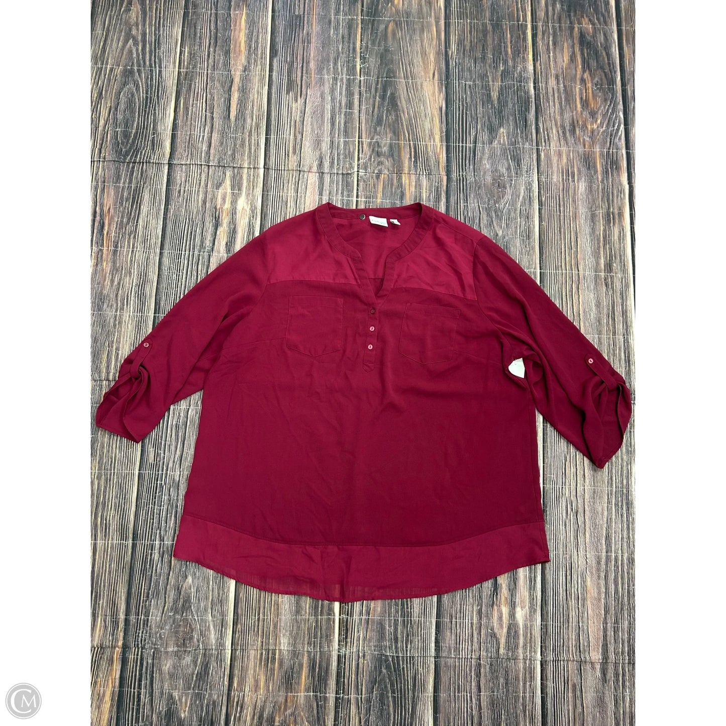 Top Long Sleeve By Kim Rogers In Red, Size: 3x